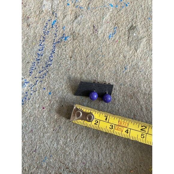 Stud Earrings Purple Violet Studs Pierced Circular - Picture 6 of 6